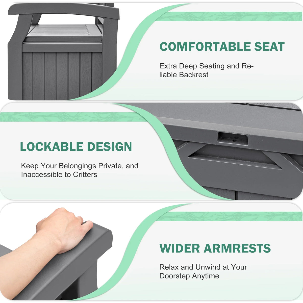 Nouveauté 2026 – Banc de rangement Homall de 80 gallons en plastique, fabriqué en résine durable et résistante aux intempéries, avec compartiment de rangement organisé de type Deckbox, pour patios et pelouses extérieures, noir