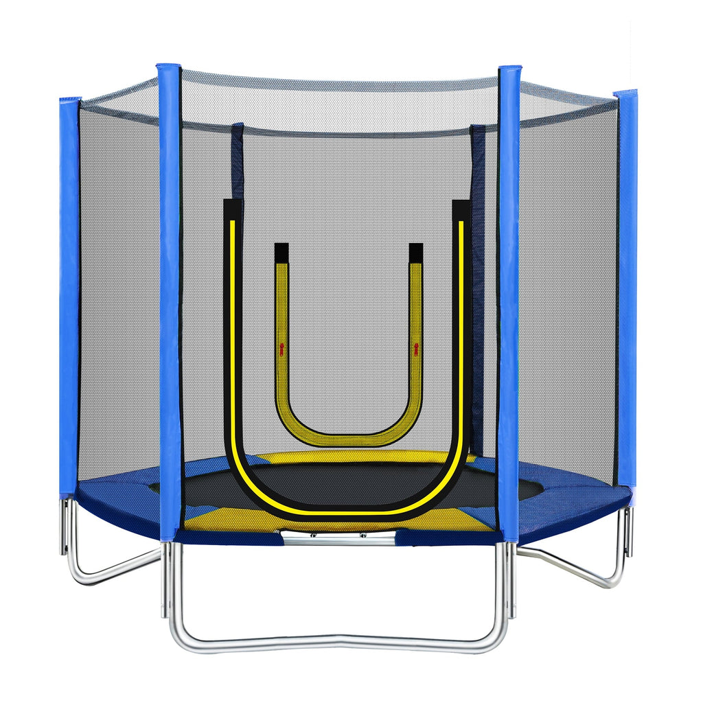 Nouveauté 2026 – Trampoline FT pour enfants, trampoline de loisirs d'extérieur avec filet de sécurité, bleu