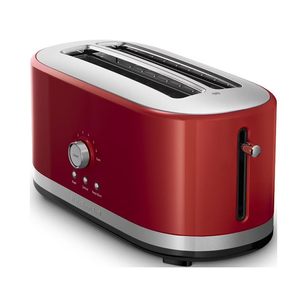 Nouveauté 2026 – Grille-pain KitchenAid 4 tranches, rouge Empire, avec levier de remontée haute et 7 niveaux de brunissage