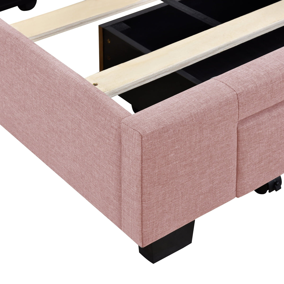 Nouveauté 2026 – Cadre de lit Queen Sesslife avec rangement, nouveau lit plateforme rembourré en lin amélioré avec 3 tiroirs, lit de rangement Queen avec tête de lit et lattes en bois, aucun sommier requis, supporte 227 kg, beige