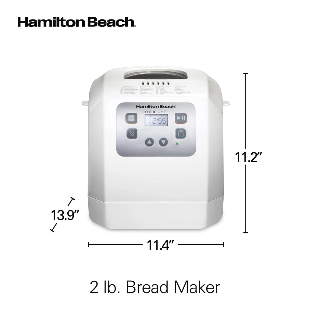 Nouveauté 2026 – Machine à pain Hamilton Beach , 900 g, 12 programmes, sans gluten, blanche