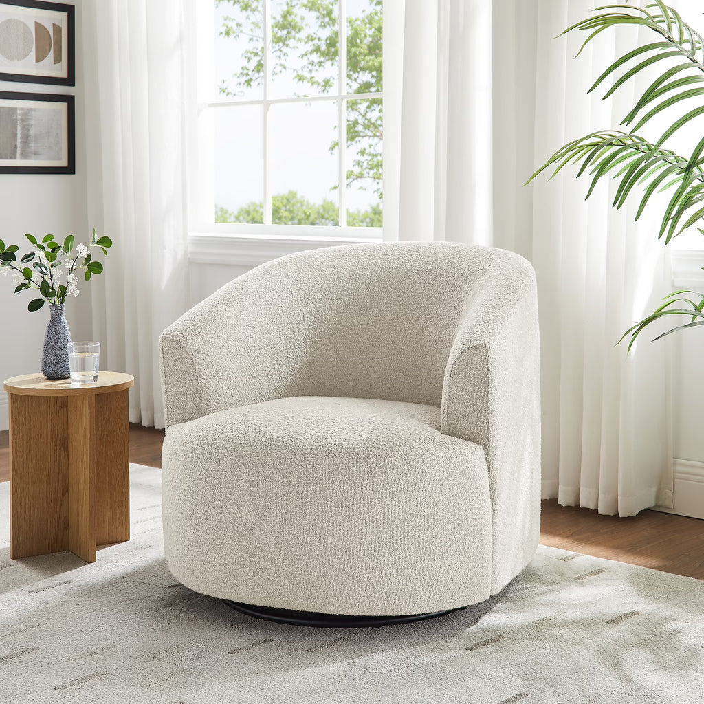 Nouveauté 2026 – Fauteuil pivotant Mainstays Boucle , taupe