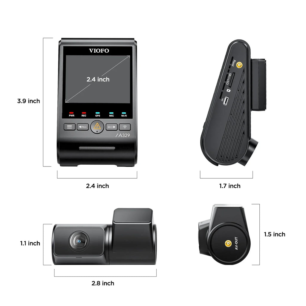 Nouveauté 2026 – VIOFO A329 2CH Première caméra embarquée 4K 60 ips à l'avant et 2K à l'arrière, Wi-Fi 6 HDR avec capteurs Sony STARVIS 2 et prise en charge du stockage SSD