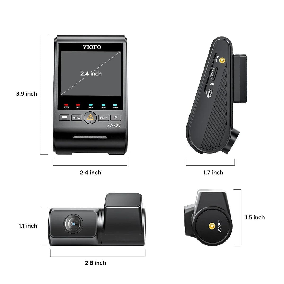 Nouveauté 2026 – VIOFO A329 2CH Première caméra embarquée 4K 60 ips à l'avant et 2K à l'arrière, Wi-Fi 6 HDR avec capteurs Sony STARVIS 2 et prise en charge du stockage SSD