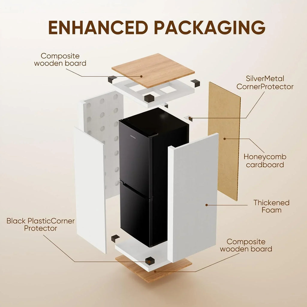 Nouveauté 2026 – Mini-réfrigérateur Upstreman 4 pi³ (113 L) avec congélateur inférieur, 2 portes, thermostat réglable et tablettes en verre amovibles, noir BM40