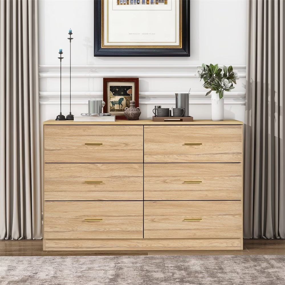 Nouveauté 2026 – Commode moderne Kadyn à 6 tiroirs, meuble en bois, commode pour chambre, meuble de rangement de cuisine avec tiroirs, commode (noire