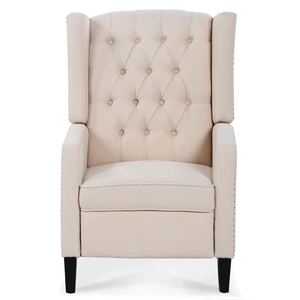 Nouveauté 2026 – Fauteuil d'appoint Triple Tree Modern en tissu, mousse et bois massif, imprimé, garniture cloutée, beige