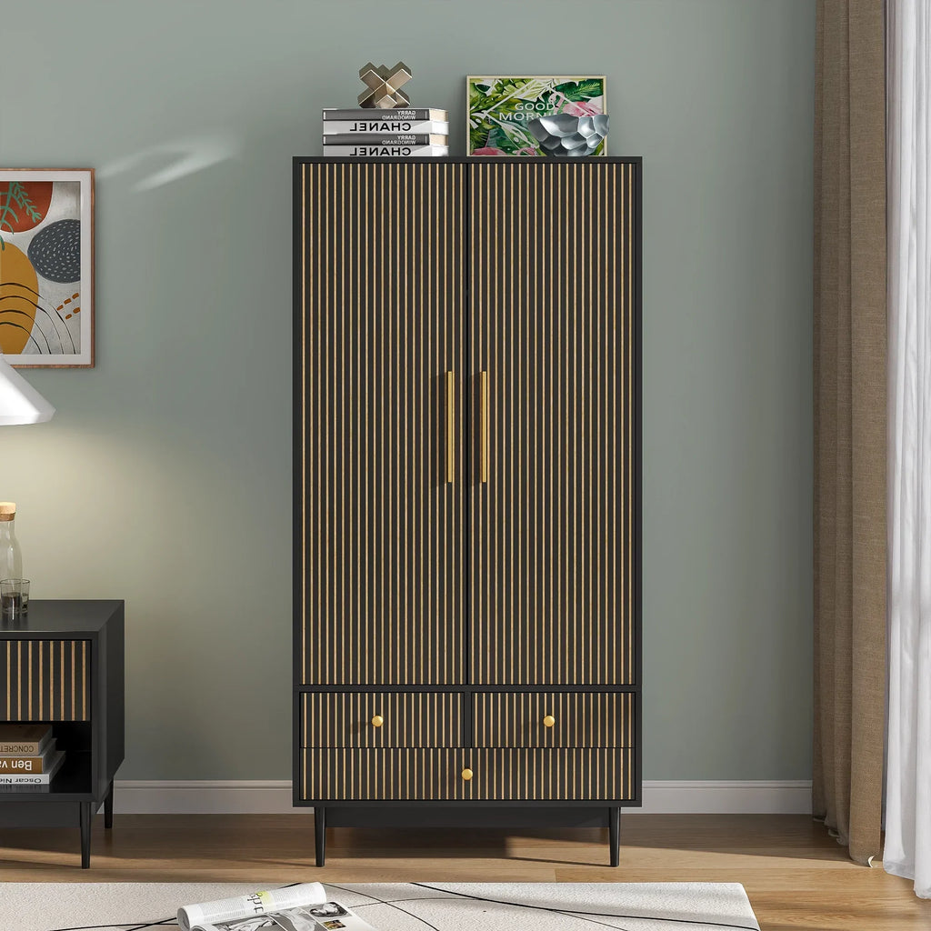 Nouveauté 2026 – Armoire-penderie Armoire à 2 portes, avec penderie et tiroirs, en bois blanc, idéale pour la chambre à coucher