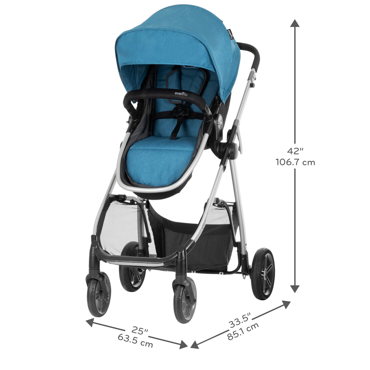 Nouveauté 2026 – Système de voyage modulaire Evenflo Omni Plus avec siège auto pour bébé LiteMax Sport, gris Mylar, unisexe
