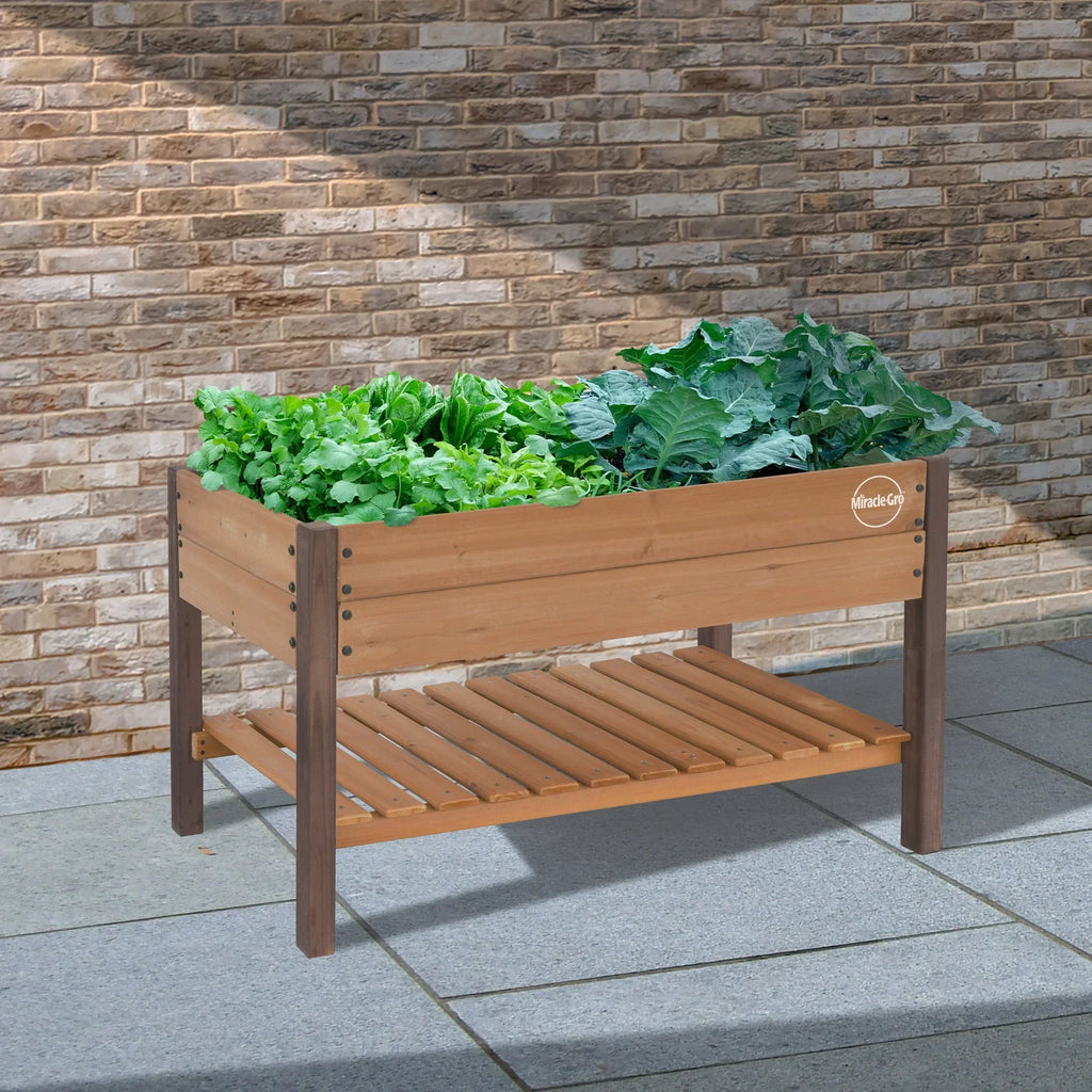 Nouveauté 2026 – Jardinière surélevée Miracle-Gro en bois de 60 x 120 cm avec étagère