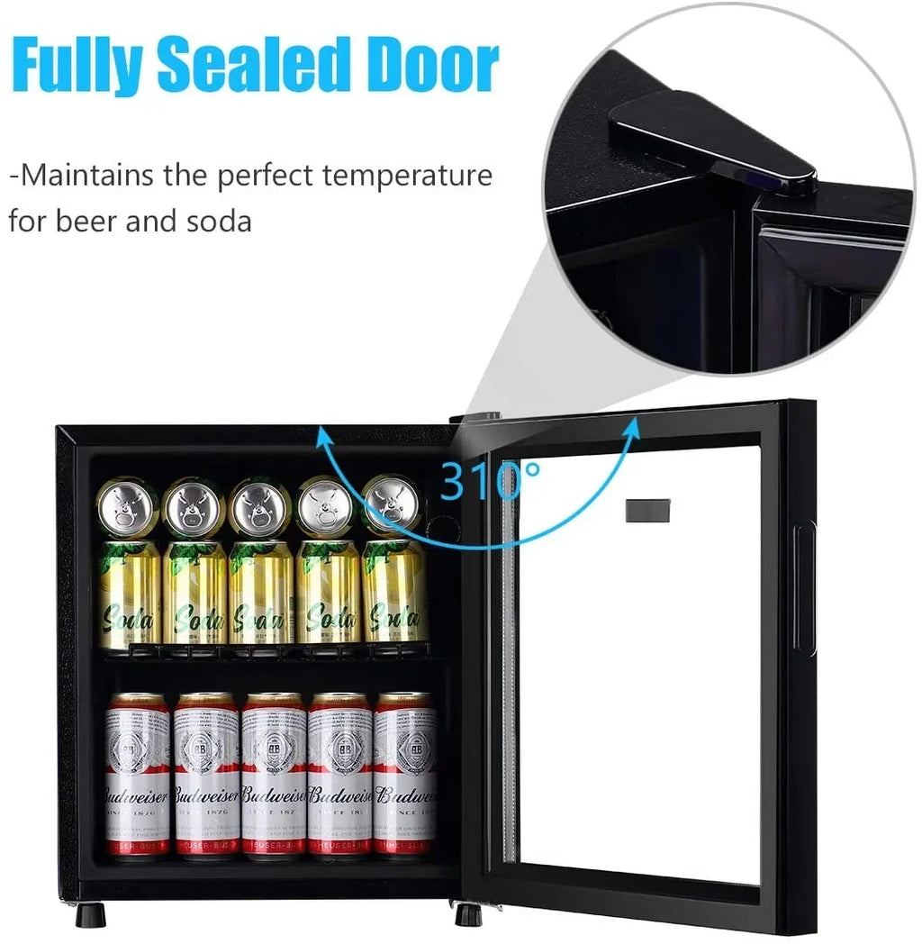 Nouveauté 2026 – Réfrigérateur à boissons compact WANAI , capacité de 100 canettes, porte vitrée, acier inoxydable noir