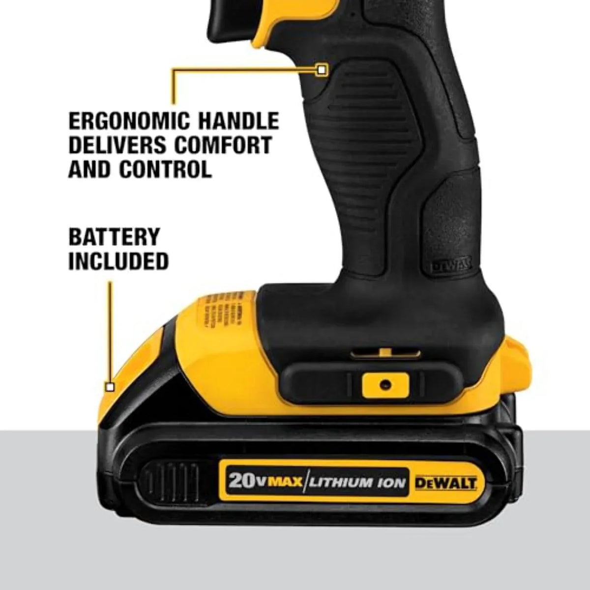 Nouveauté 2026 – Kit perceuse-visseuse sans fil DEWALT 20V Max, compact, 1/2 pouce (DCD771C2), jaune