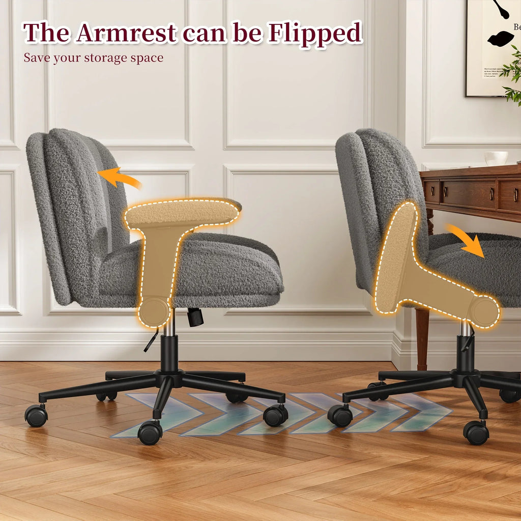 Nouveauté 2026 – Chaise de bureau Romorgniz Criss Cross avec accoudoirs réglables, soutien lombaire, dossier inclinable, coussin épais et roulettes. Idéale pour le bureau, les jeux vidéo, la lecture ou la coiffeuse. Couleur : blanc cassé
