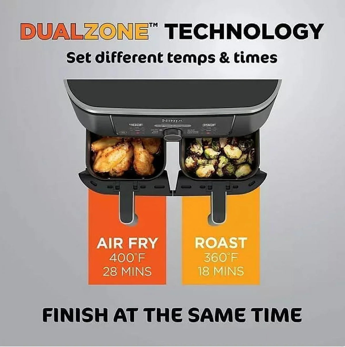 Nouveauté 2026 – Friteuse à air Ninja Foodi 8 pintes à 2 paniers , noire - Technologie DualZone, finition élégante