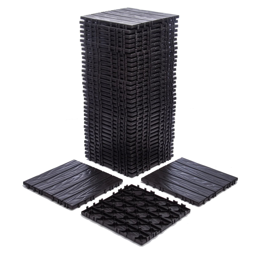 Nouveauté 2026 – Dalles de terrasse emboîtables en plastique (paquet de 76) - 6,4 m² (68,80 pi²) - Revêtement de sol extérieur en plastique ultra-résistant et imperméable - Usage intérieur/extérieur par tous les temps