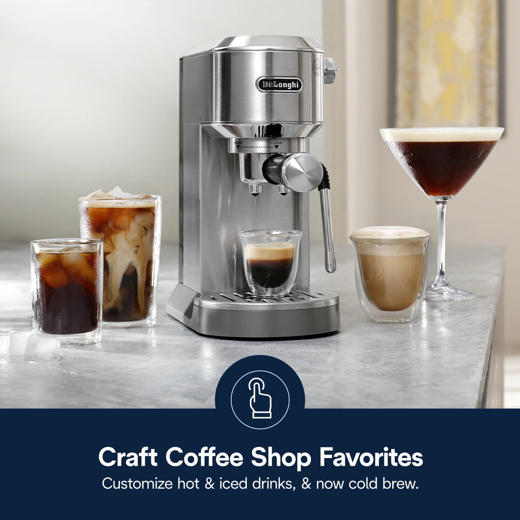Nouveauté 2026 – Machine à expresso De’Longhi Dedica Duo , format compact avec mousseur intégré pour latte art, expresso, café infusé à froid, lattes et plus encore, acier inoxydable