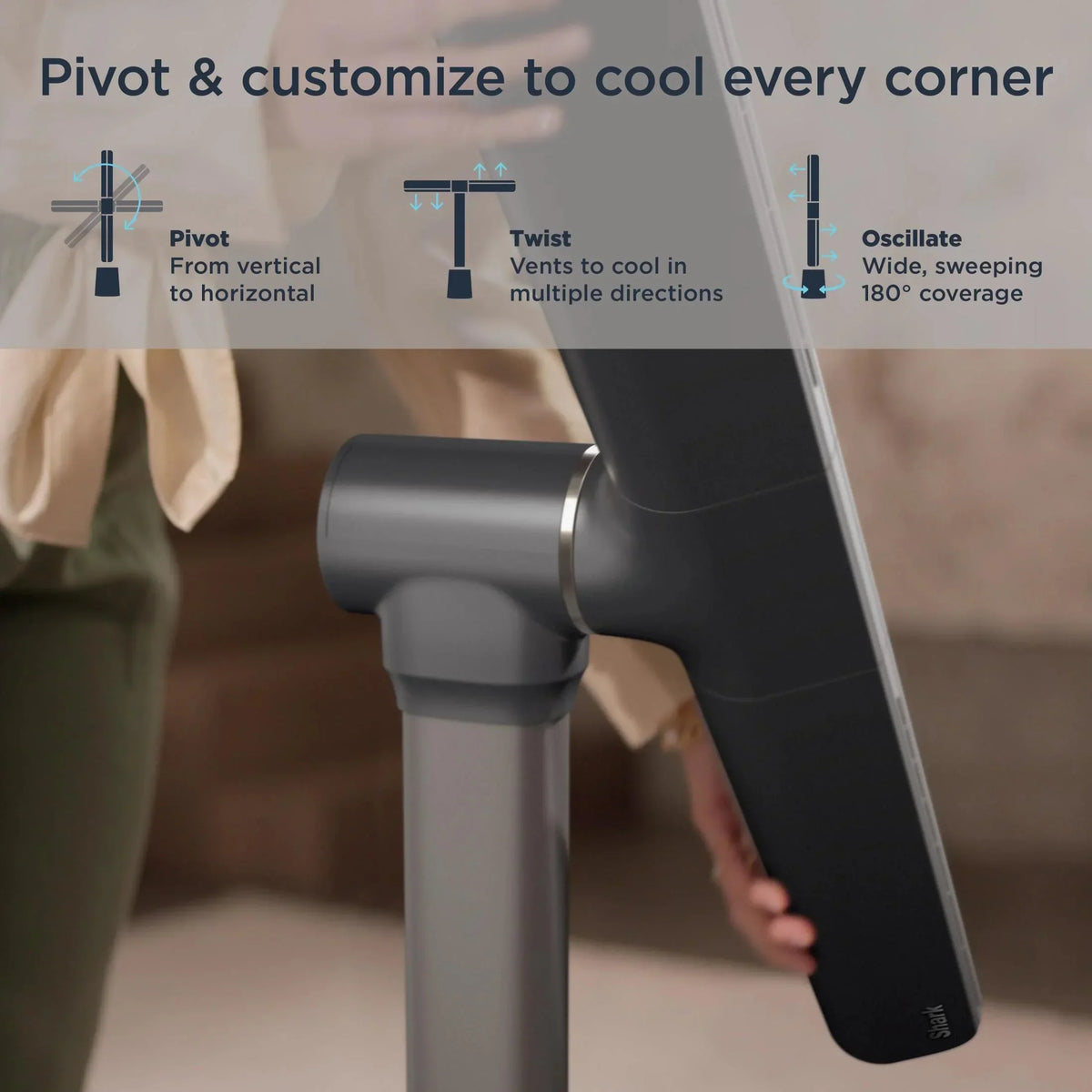 Nouveauté 2026 – Ventilateur Shark TurboBlade XL « Tour sans pales ultra-personnalisable, pivotante, rotative, oscillante à 180° », TF200, anthracite