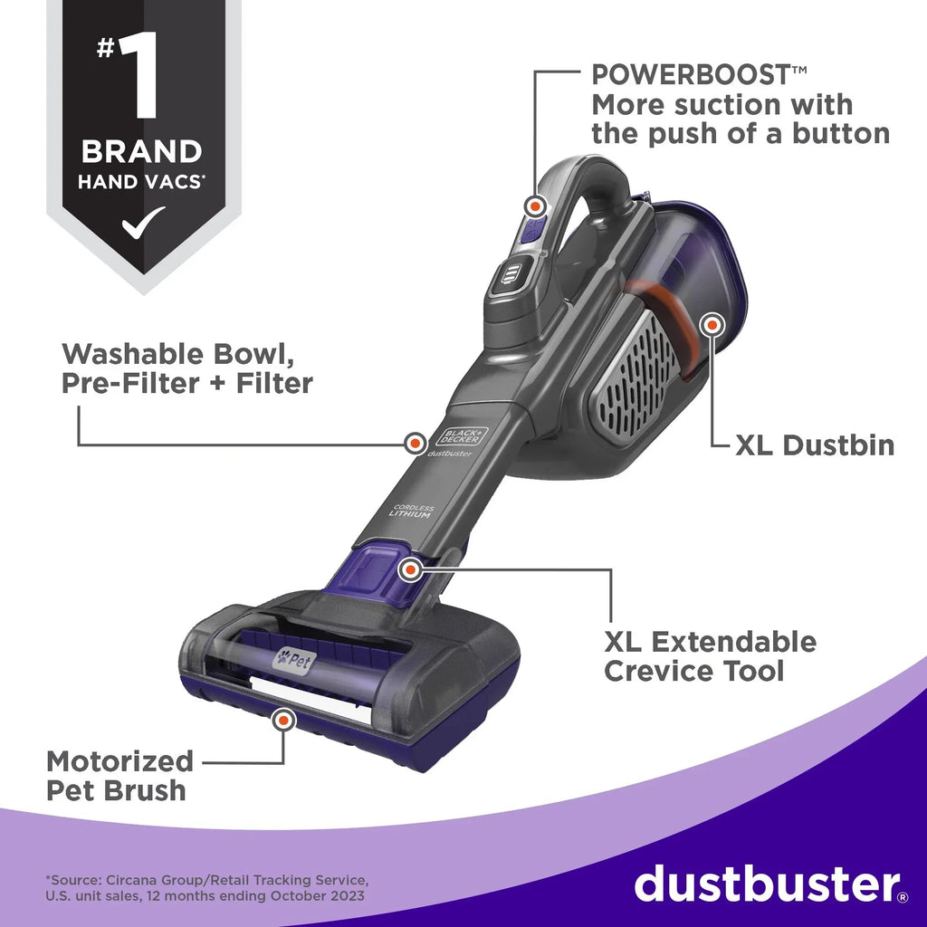 Nouveauté 2026 – Aspirateur portatif sans fil BLACK+DECKER Dustbuster Furbuster AdvanceClean+ pour animaux de compagnie, référence HHVK515JP07