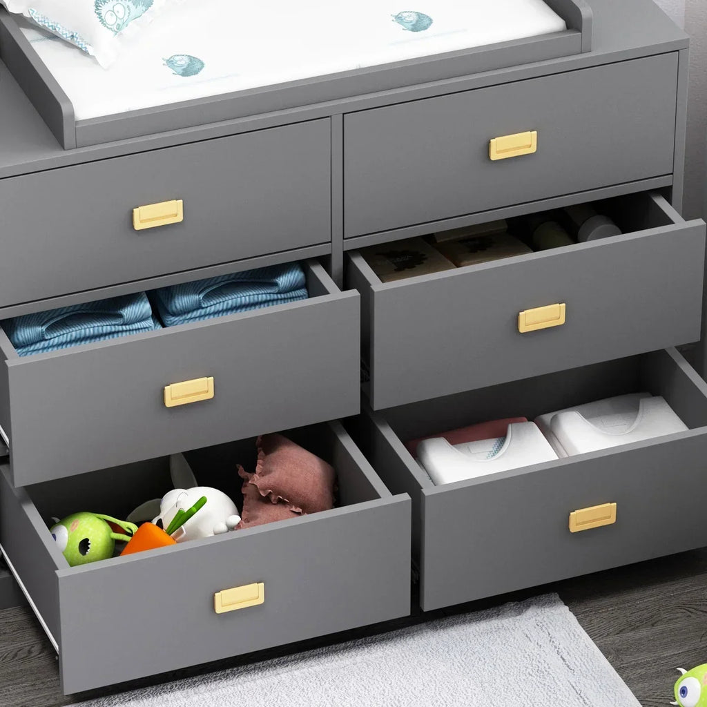 Nouveauté 2026 – Table à langer/commode pour chambre de bébé OXYLIFE , 114 cm (45 po), avec 4 tiroirs et une étagère, blanche