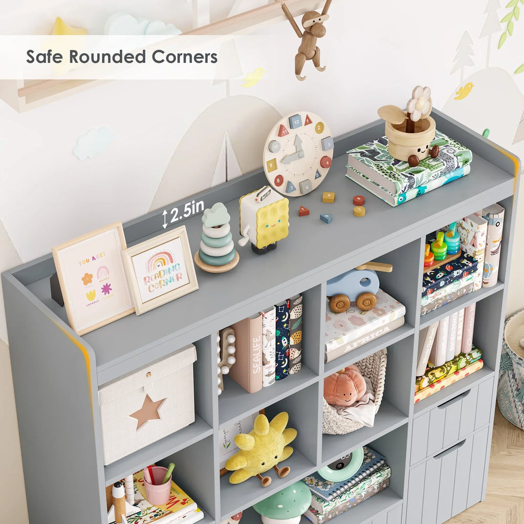 Nouveauté 2026 – Coffre de rangement pour jouets Homfa avec compartiments, tiroirs amovibles, bibliothèque pour chambre ou salon, gris