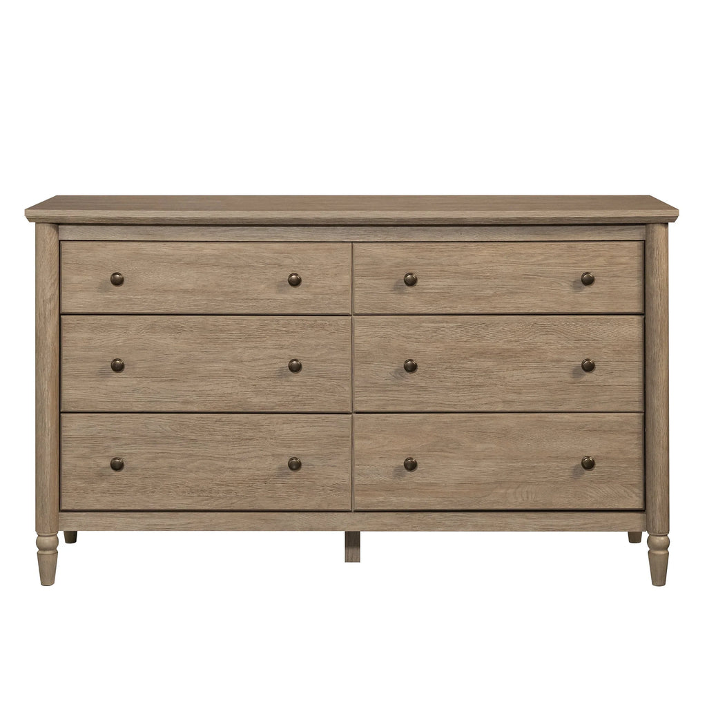 Nouveauté 2026 – Commode Monroe à 6 tiroirs, finition chêne brossé, My Texas House