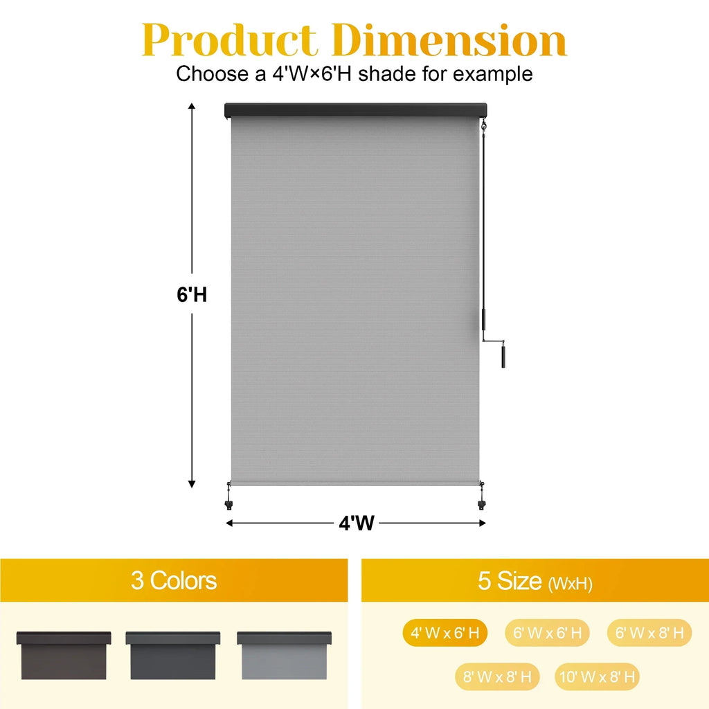 Nouveauté 2026 – Store enrouleur extérieur Superjoe pour terrasse, store occultant sans cordon, imperméable, protection UV, 122 cm x 183 cm