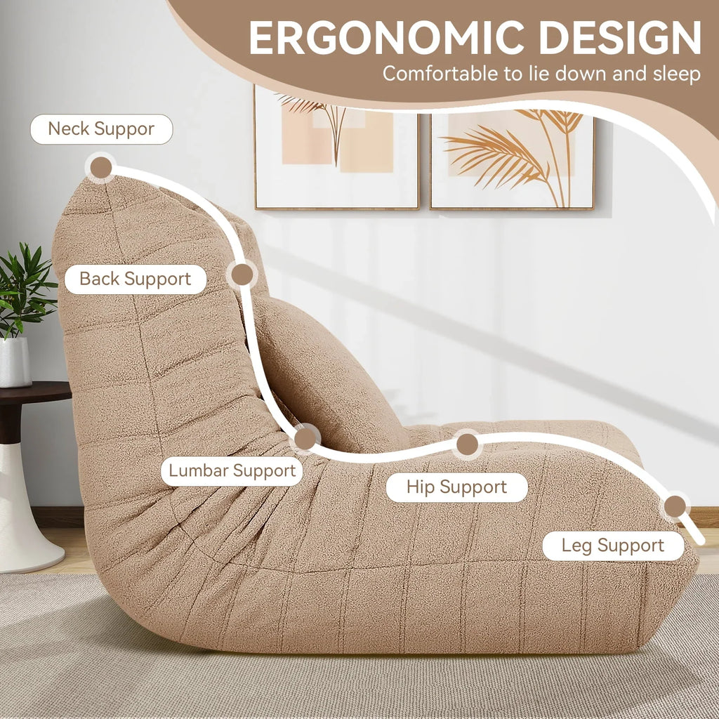 Nouveauté 2026 – Fauteuils poufs VFD pour adultes, pouf avec repose-pieds, canapé lounge confortable en mousse à mémoire de forme, fauteuil de lecture idéal pour la chambre et le salon, canapé de sol relaxant