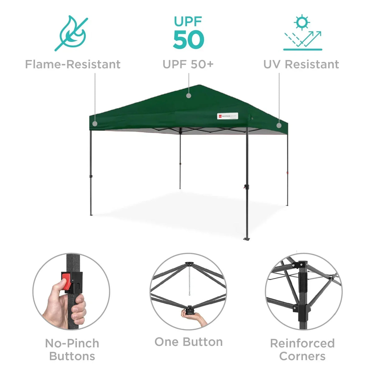 Nouveauté 2026 – Best Choice Products 3,66 m x 3,66 m - Abri pliant facile à monter avec installation en un clic, sac à roulettes et 4 sacs de lestage - Bleu marine