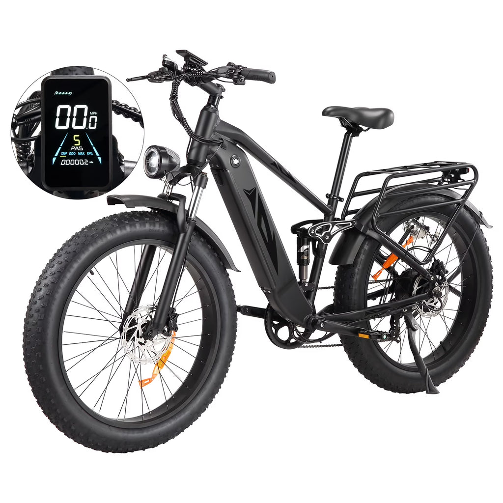 Nouveauté 2026 – Vélo électrique pour adultes, 1000 W, pneus larges 26 pouces, batterie 48 V 17,5 Ah, vitesse maximale de 45 km/h, 7 vitesses, freins à disque hydrauliques doubles, écran LCD, autonomie de 96 km, VTT électrique