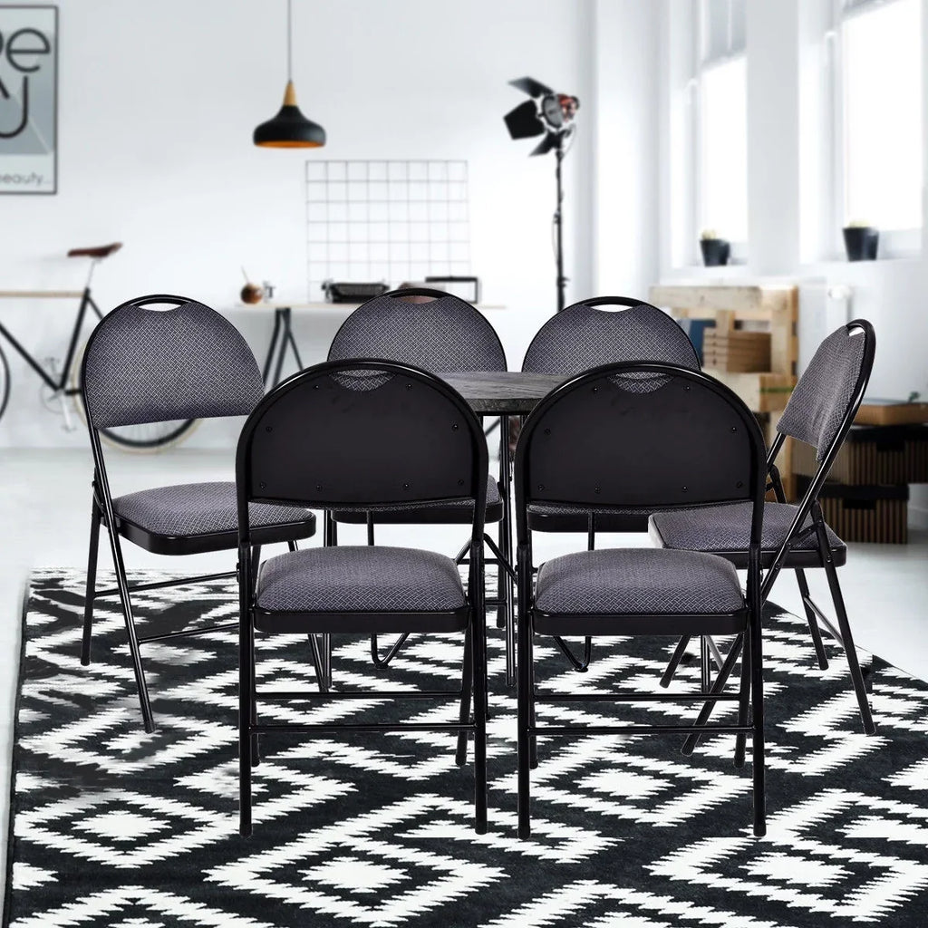 Nouveauté 2026 – Ensemble de 6 chaises pliantes Costway , assise rembourrée et revêtement en tissu, structure en métal, beige, pour la maison ou le bureau