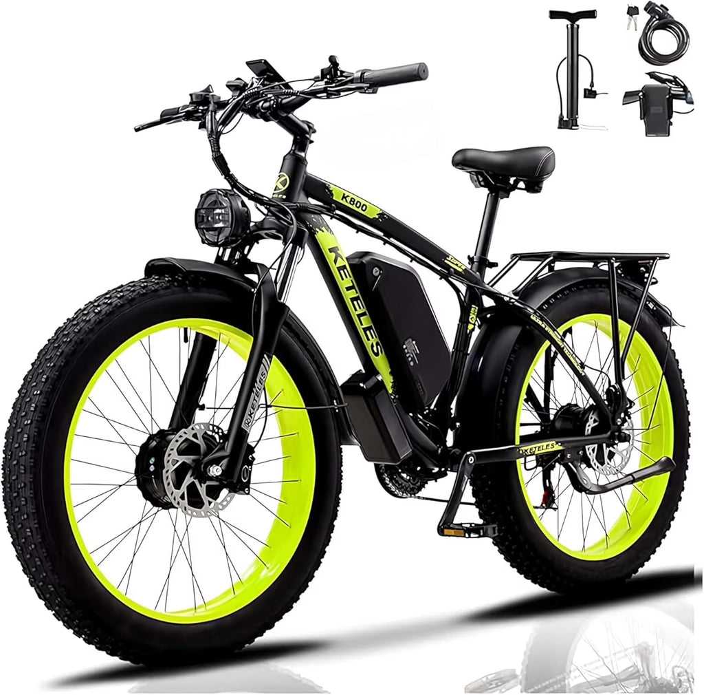 Nouveauté 2026 – Vélo électrique KETELES pour adultes, Peak 4000W à double moteur, VTT électrique à gros pneus 26", batterie amovible 48V 23AH UL 2849