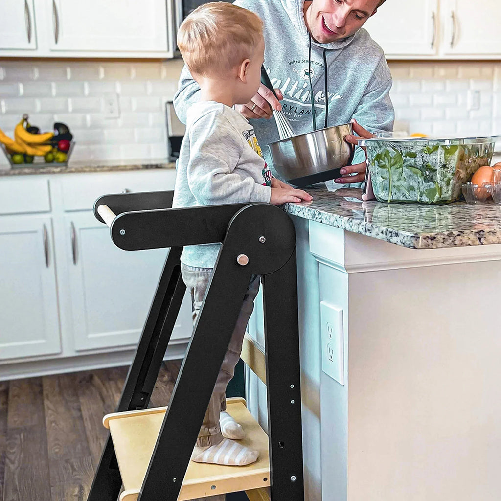 Nouveauté 2026 – Tour de cuisine pliable HARPPA pour tout-petits, tour sur pied pour enfants de 1,5 à 6 ans, blanche