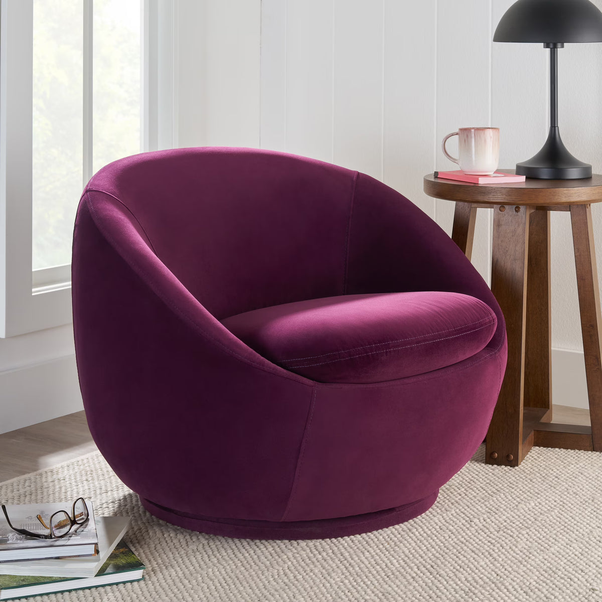 Nouveauté 2026 – Fauteuil pivotant Mira de Better Homes & Gardens , en peau de mouton retournée crème