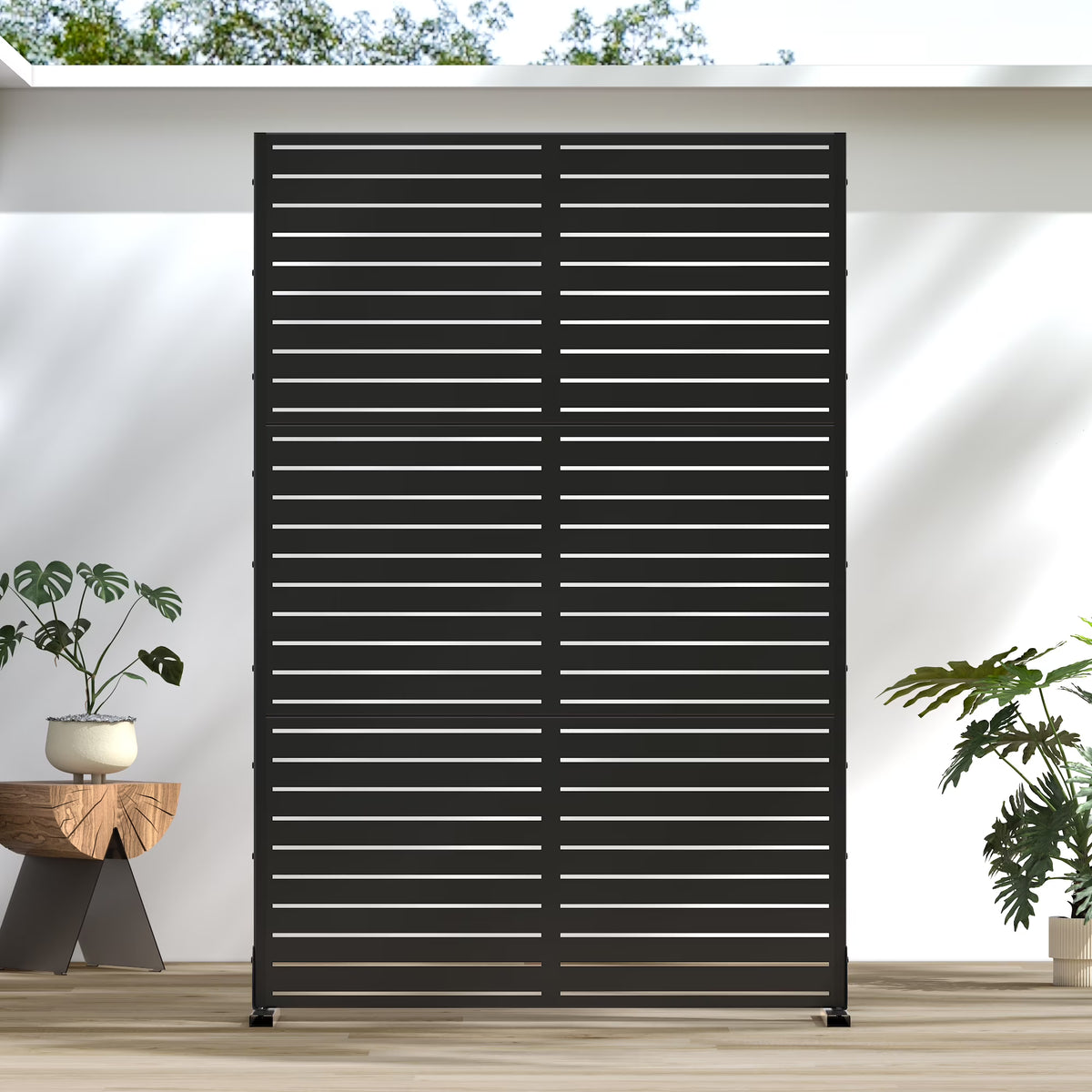 Nouveauté 2026 – Panneau de séparation extérieur en métal noir MAYEERTY 72*47" pour patio, style classique à persiennes