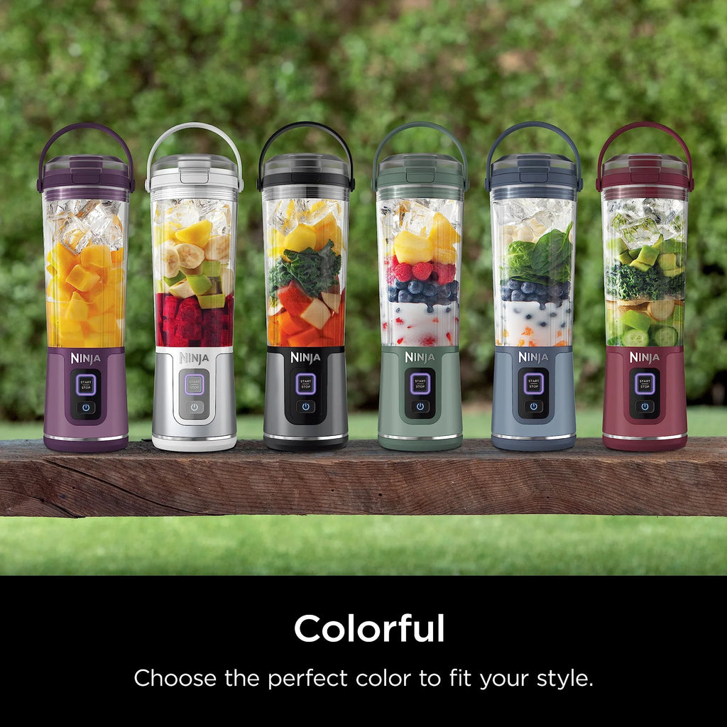 Nouveauté 2026 – Blender portable Ninja Blast , sans fil, bol de 532 ml (18 oz), blender individuel pour milkshakes et smoothies, sans BPA, couvercle étanche et bec verseur, rechargeable par USB-C, pièces compatibles lave-vaisselle, violet métallisé