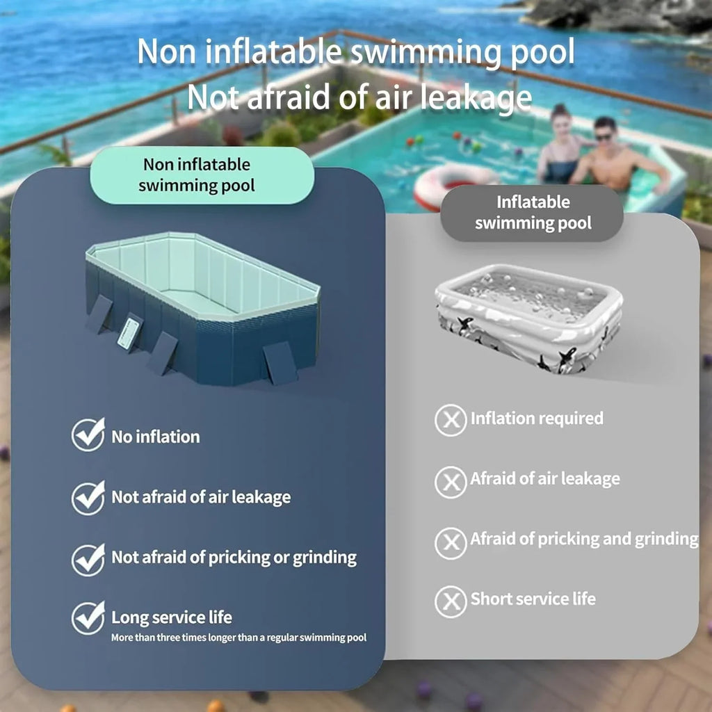 Nouveauté 2026 – Piscine familiale rectangulaire pliable , grande taille, non gonflable, facile à installer, convient aux adultes, aux enfants et aux animaux de compagnie. Idéale pour l'extérieur, le jardin
