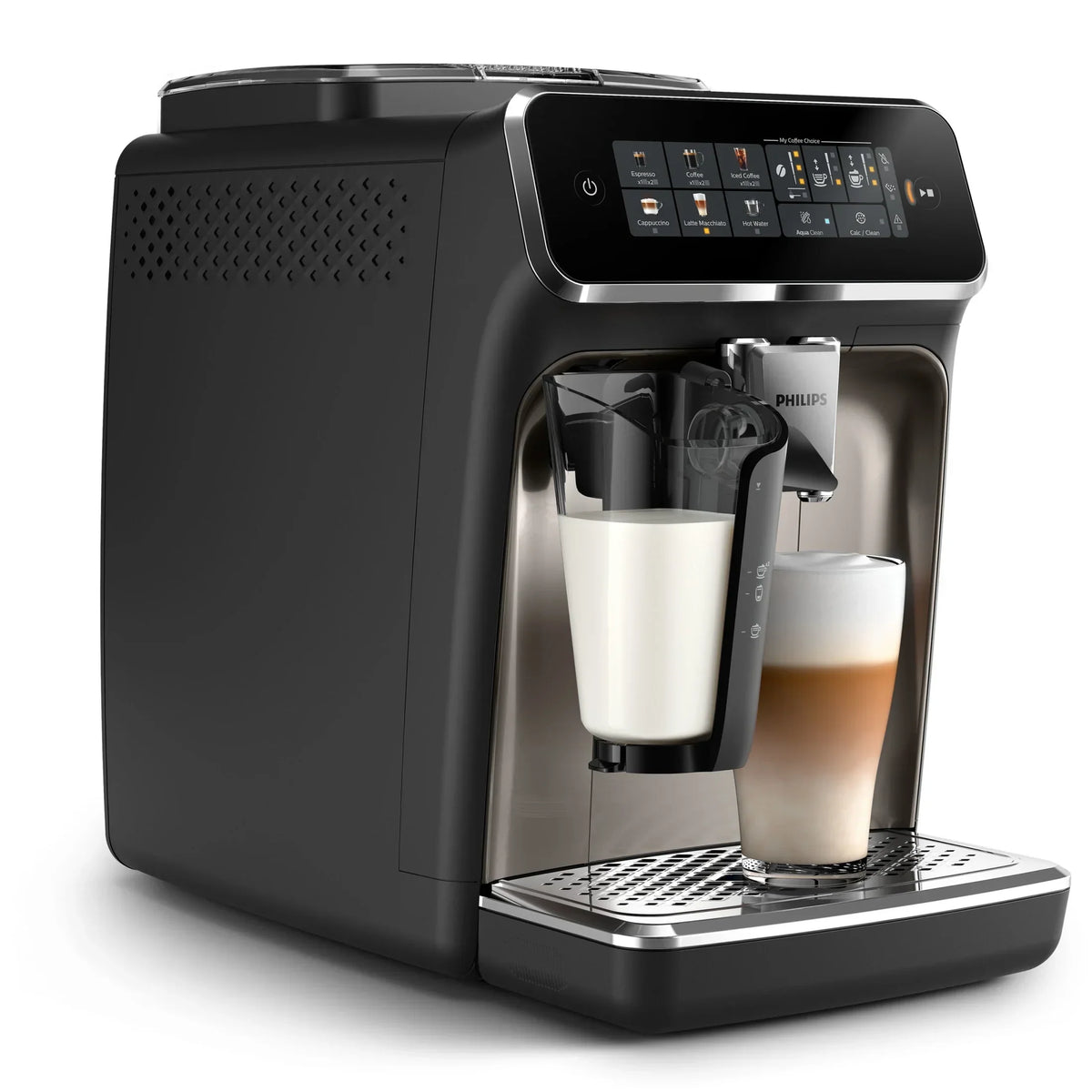 Nouveauté 2026 – Machine à expresso entièrement automatique Philips 3300 avec mousseur à lait LatteGo, noir et chrome