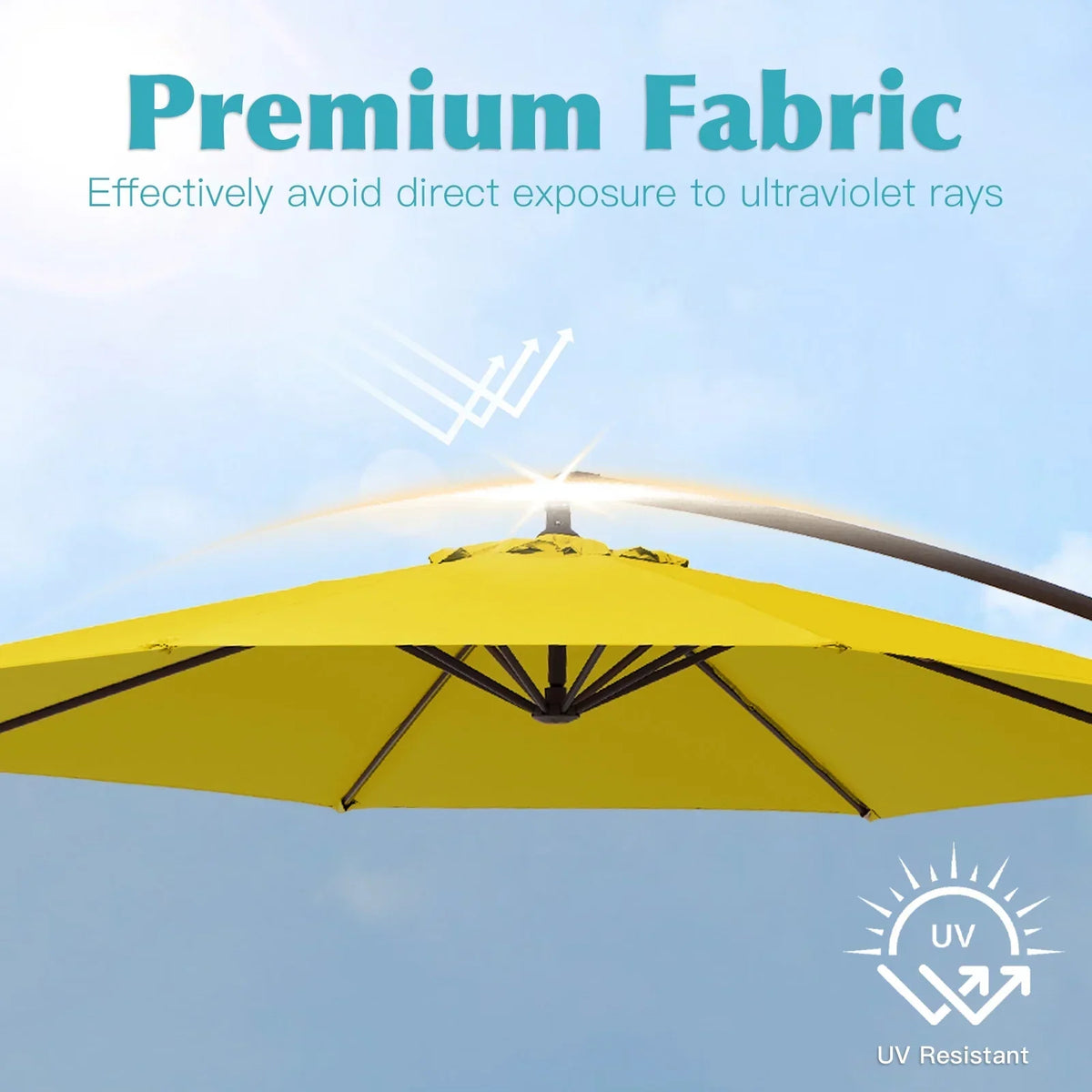Nouveauté 2026 – Parasol déporté suspendu JUSTLET de 3 m (10 pi) robuste avec base en 4 pièces incluse, beige