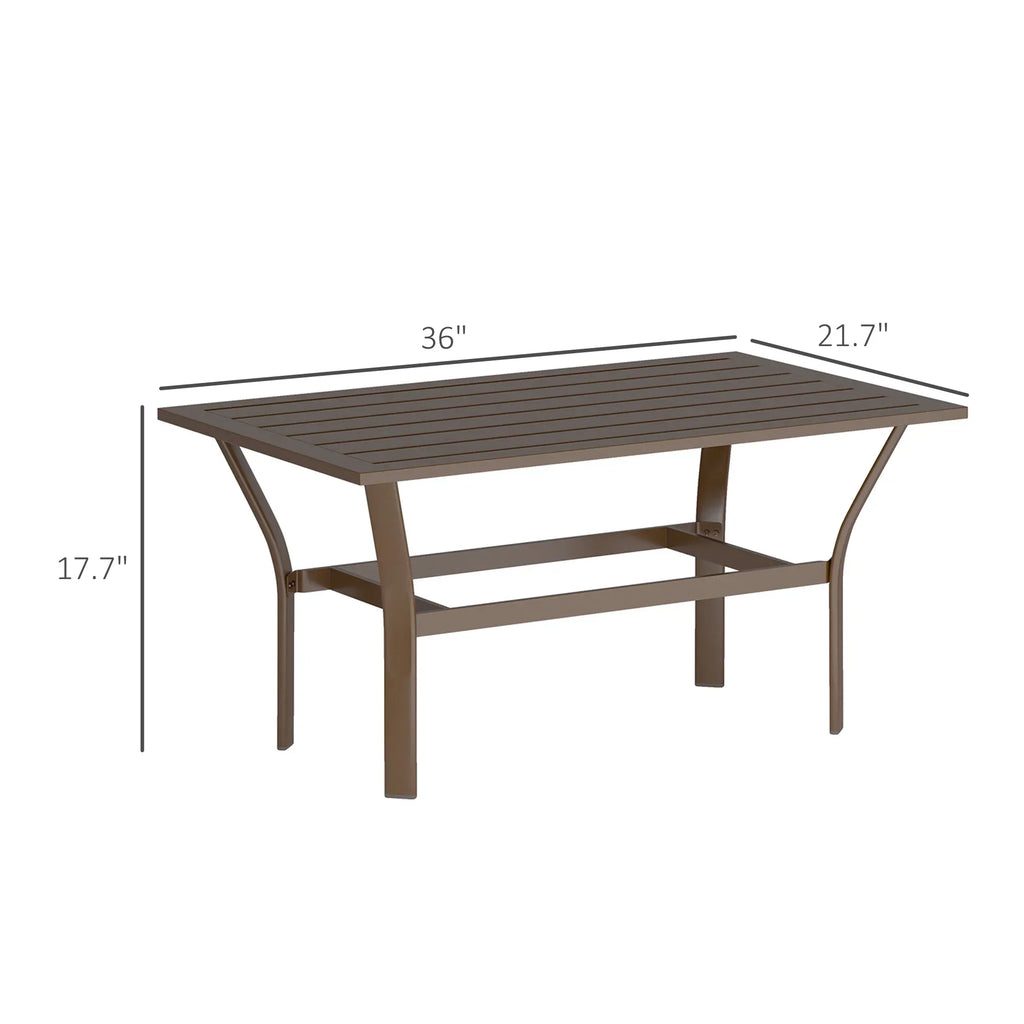Nouveauté 2026 – Table basse d'extérieur Outsunny , table basse rectangulaire résistante aux intempéries pour patio, avec plateau à lattes, marron
