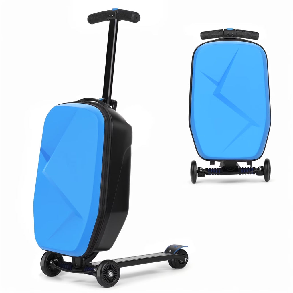 Nouveauté 2026 – Valise-trottinette Advwin pour enfants et adultes, valise rigide à roulettes pour enfants de 4 à 15 ans, multifonctionnelle, légère et pliable, avec roulettes, rose