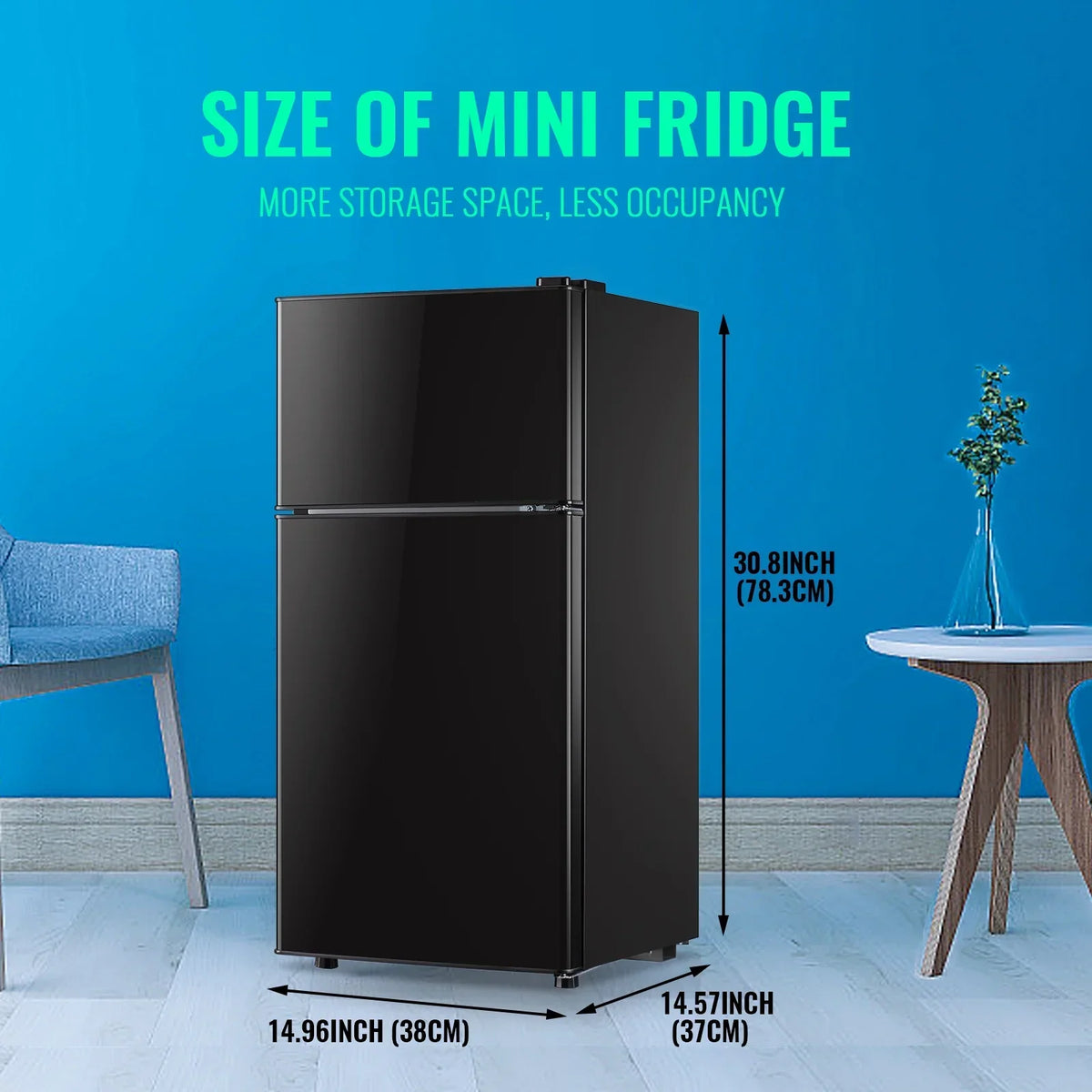 Nouveauté 2026 – Mini-réfrigérateur Tacool de 2,4 pi³ avec congélateur, petit réfrigérateur de format appartement, noir, NEUF