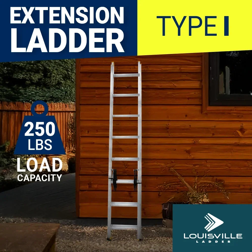 Nouveauté 2026 – Échelle d'extension en aluminium de 4,88 m (16 pieds) Louisville Ladder, capacité de charge de 113 kg (250 livres), type I, AE3216