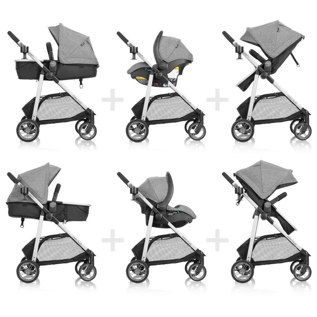 Nouveauté 2026 – Système de voyage modulaire Evenflo Omni Plus avec siège auto pour bébé LiteMax Sport, gris Mylar, unisexe