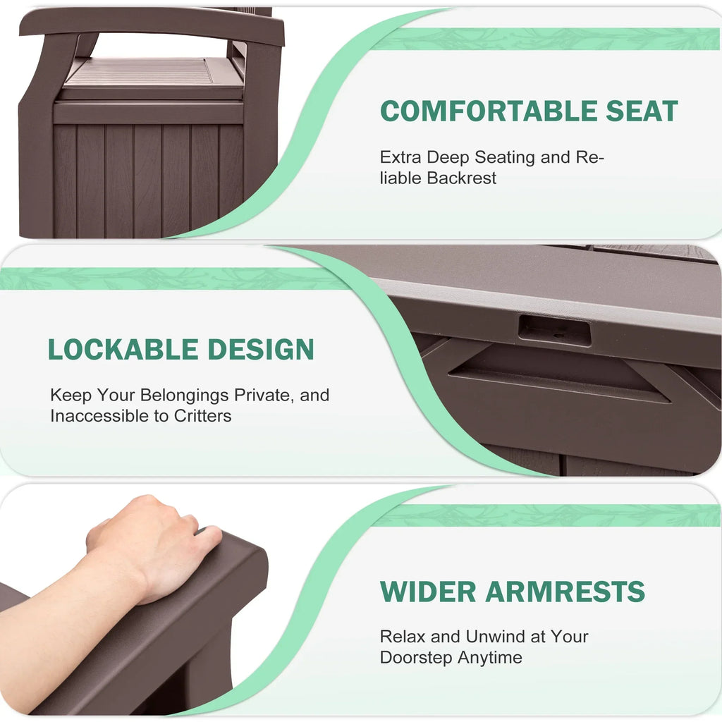 Nouveauté 2026 – Banc de rangement Homall de 80 gallons en plastique, fabriqué en résine durable et résistante aux intempéries, avec compartiment de rangement organisé de type Deckbox, pour patios et pelouses extérieures, noir