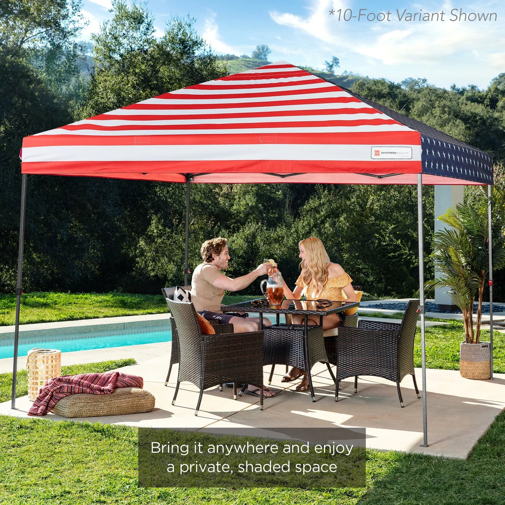 Nouveauté 2026 – Best Choice Products 3,66 m x 3,66 m - Abri pliant facile à monter avec installation en un clic, sac à roulettes et 4 sacs de lestage - Bleu marine