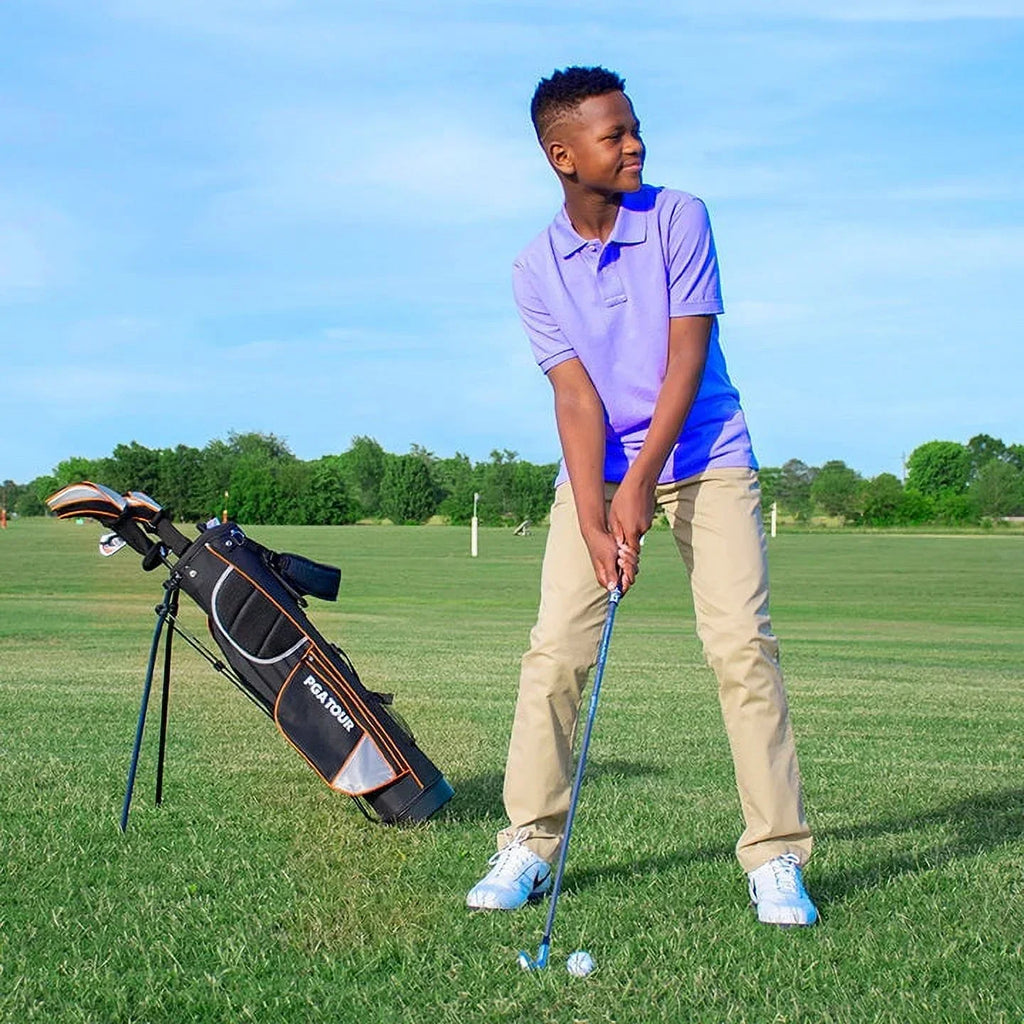 Nouveauté 2026 – Ensemble de 10 clubs de golf trépied pour enfant droitier PGA Tour ; taille du joueur : 1,42 m à 1,57 m ; âge : 8-12 ans