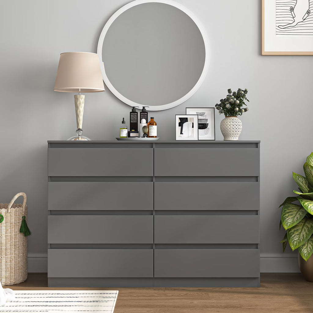 Nouveauté 2026 – Commode moderne Kadyn à 6 tiroirs, meuble en bois, commode pour chambre, meuble de rangement de cuisine avec tiroirs, commode (noire