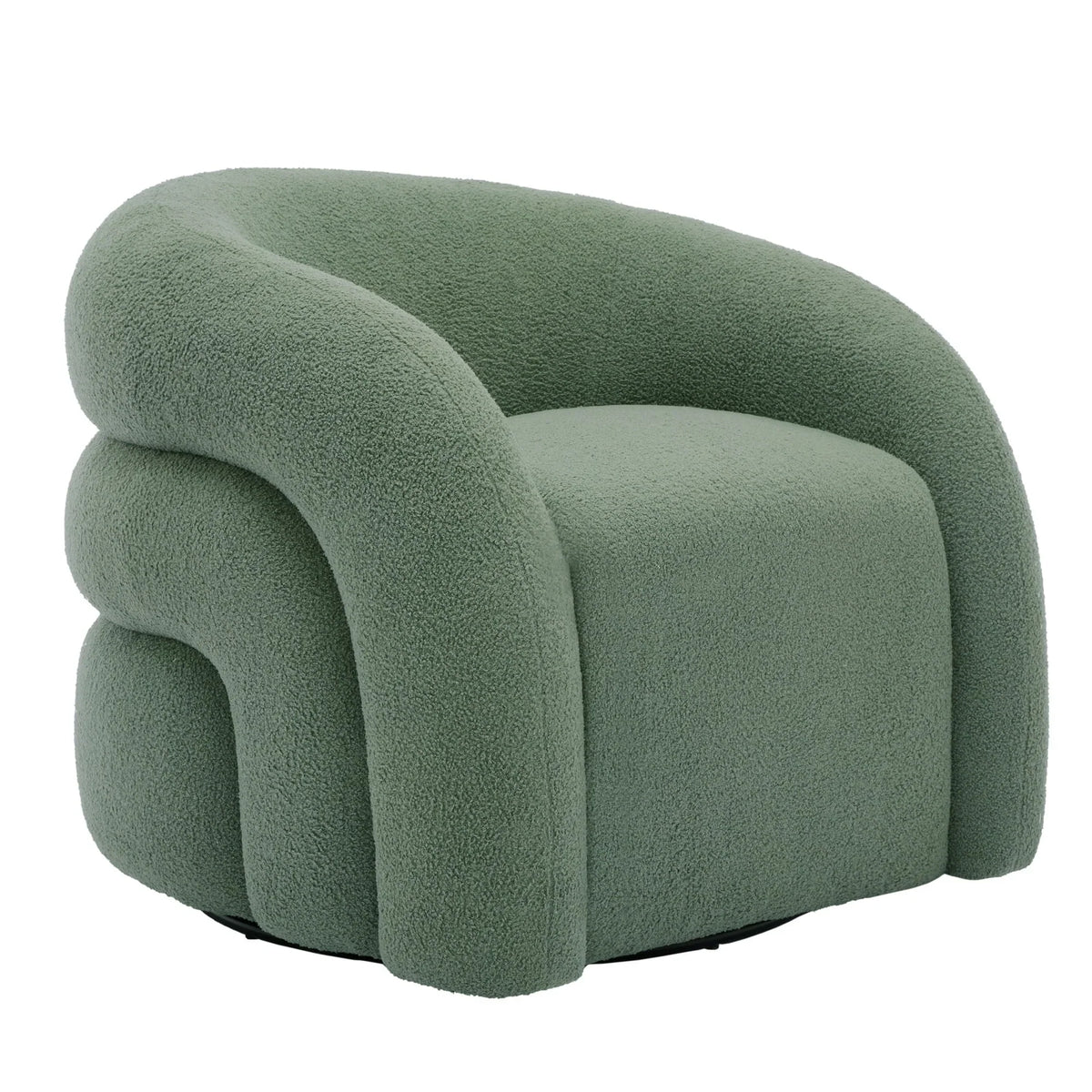 Nouveauté 2026 – Fauteuil pivotant 360" pour salon, fauteuil tonneau bouclé, canapé une place, fauteuil de lecture, vert sauge