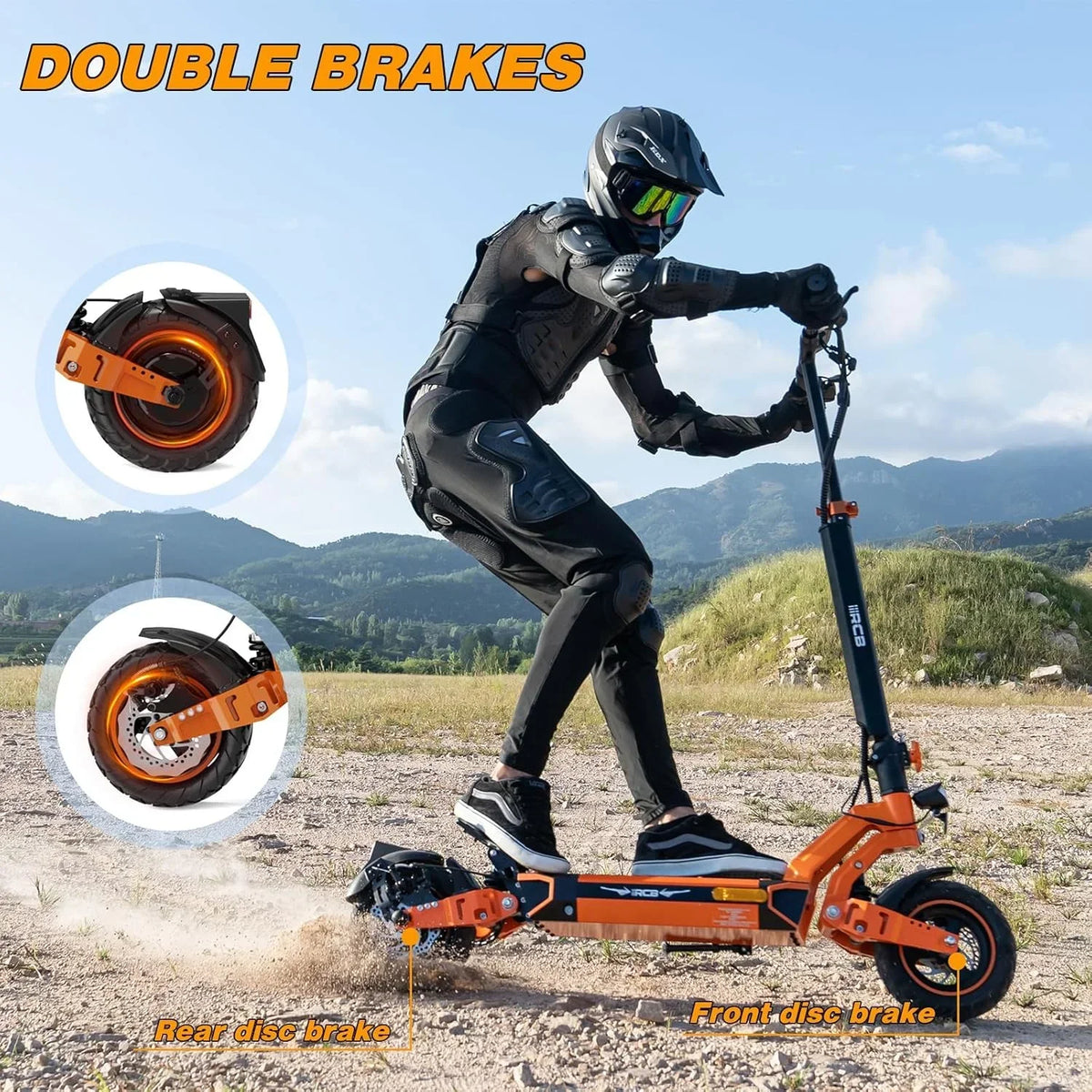 Nouveauté 2026 – Trottinette électrique pour adultes , autonomie maximale de 112 km, moteur de 1000 W, batterie 48 V 27 Ah, pneus increvables de 25 cm, double suspension, contrôle via application et NFC - RCB D7PRO