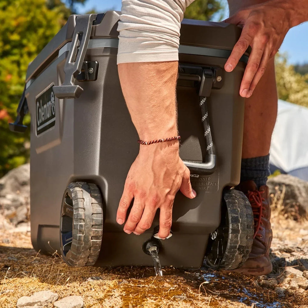Nouveauté 2026 – Glacière rigide Coleman Convoy Series , 65 pintes (environ 60 litres), avec roulettes, capacité jusqu'à 48 canettes, couleur noyer brun